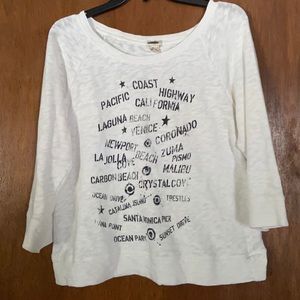 J Crew 3/4 top with beach names